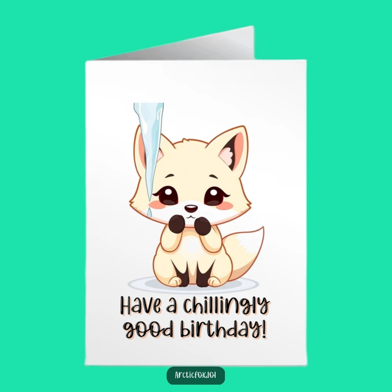 Free Printable Birthday Card: Playful Fox Icicle Fun, Funny Downloadable Gift