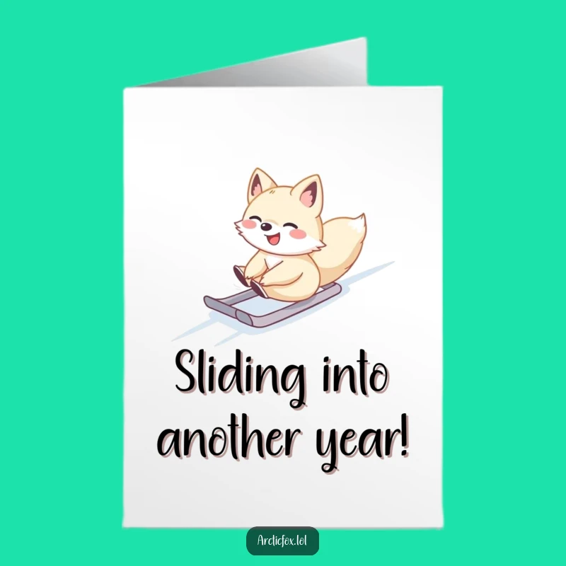 Fun Free Printable Birthday Card: Sliding Fox, Downloadable Joyful Gift