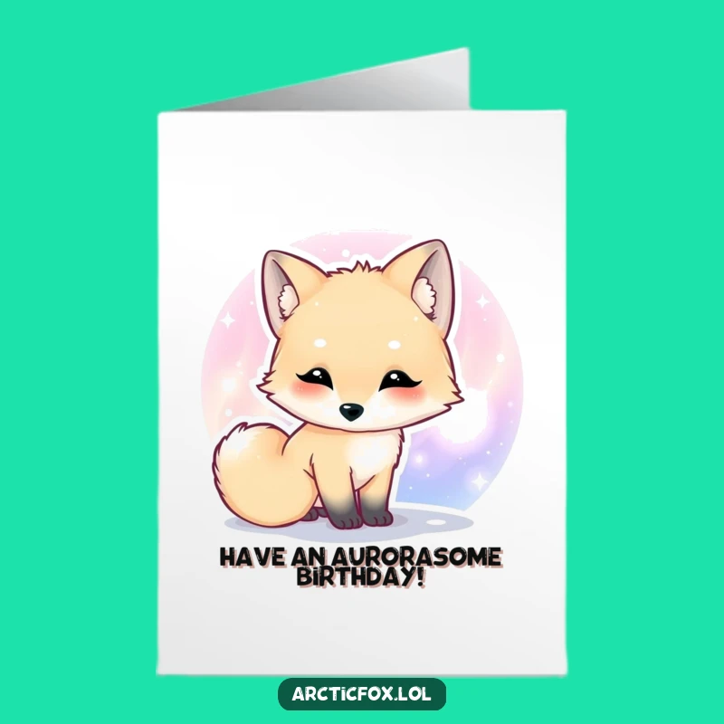 Free Printable Birthday Card: Arctic Fox & Aurora Magic