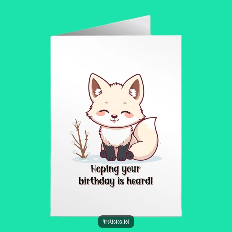 Free Printable Birthday Card: Cute Kawaii Fox Ears Perked Listen Download