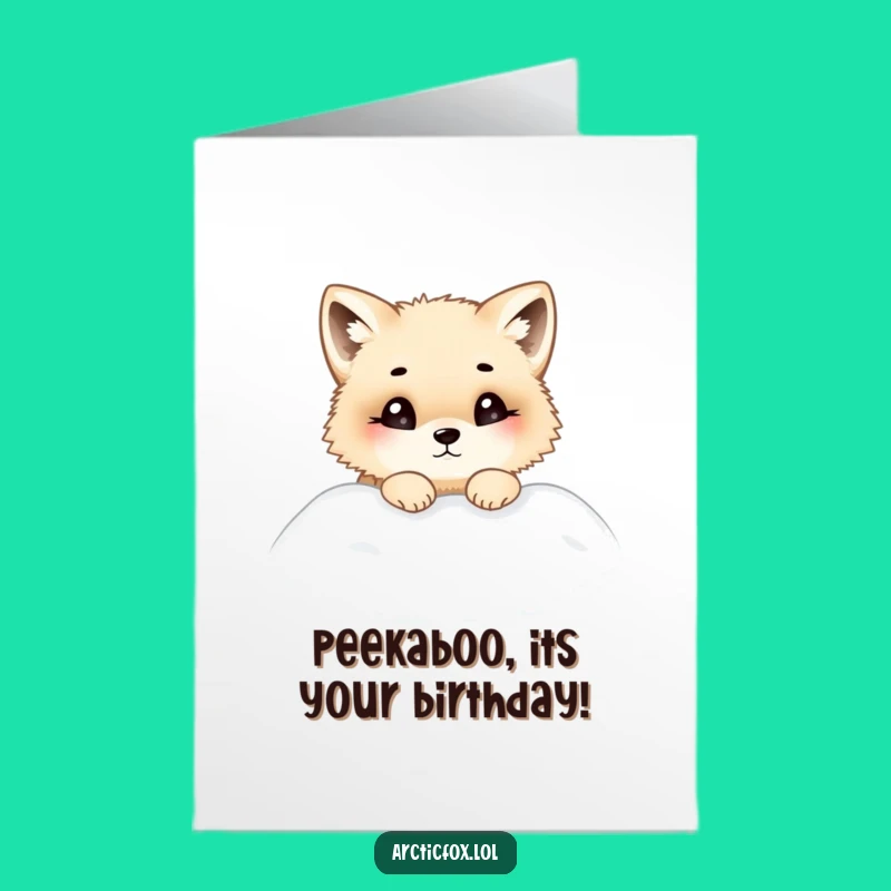 Free Printable Birthday Card: Curious Chubby Fox Snowdrift Pop - Downloadable Funny Gift