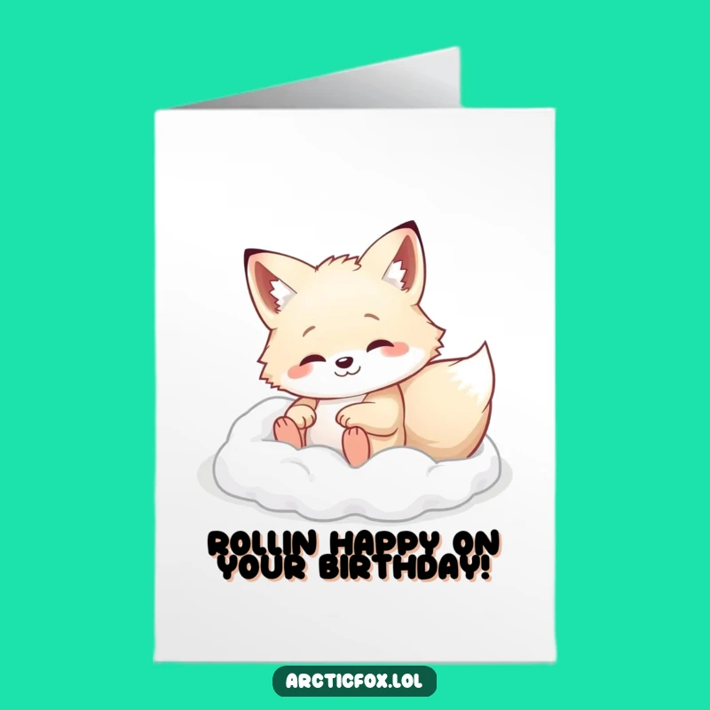 Sweet Free Printable Birthday Card: Rolling Fox, Downloadable Playful Gift