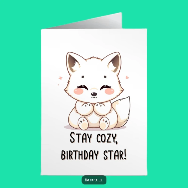 Cozy Arctic Fox Birthday Card Free Printable for a Warm & Happy Celebration