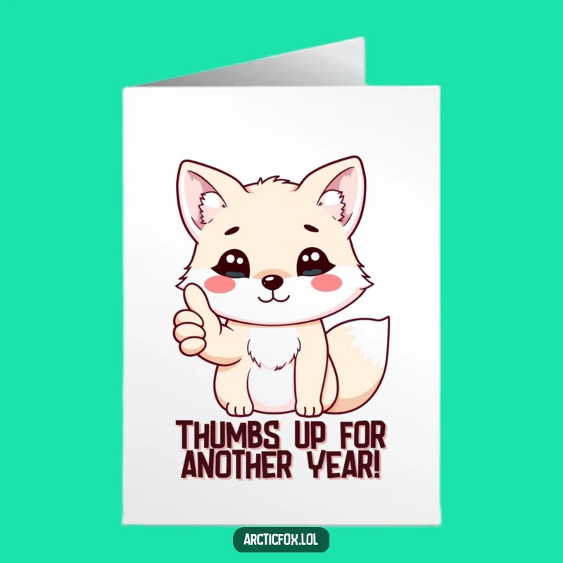 Free Printable Birthday Card: Thumbs Up Kawaii Fox Humorous Downloadable Gift