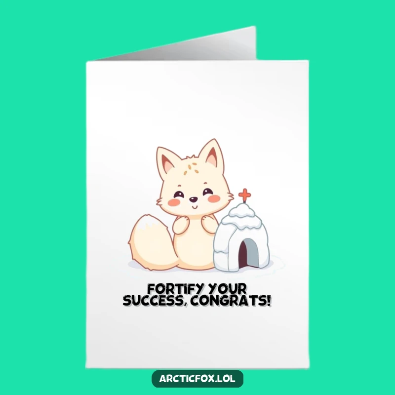 Free Printable Congrats Card: Cute Kawaii Fox Snow Fort Download