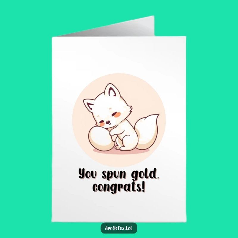Free Printable Congrats Card: Kawaii Arctic Fox Tail Chase - Funny Downloadable