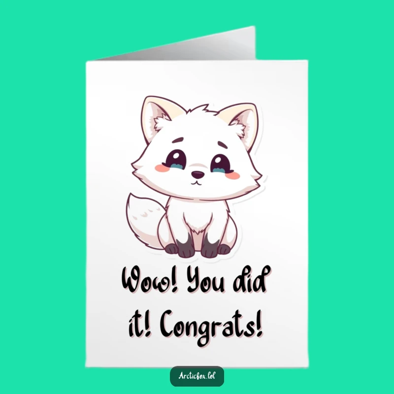 Free Printable Congrats Card: Shocked Kawaii Fox - Funny Downloadable Surprise