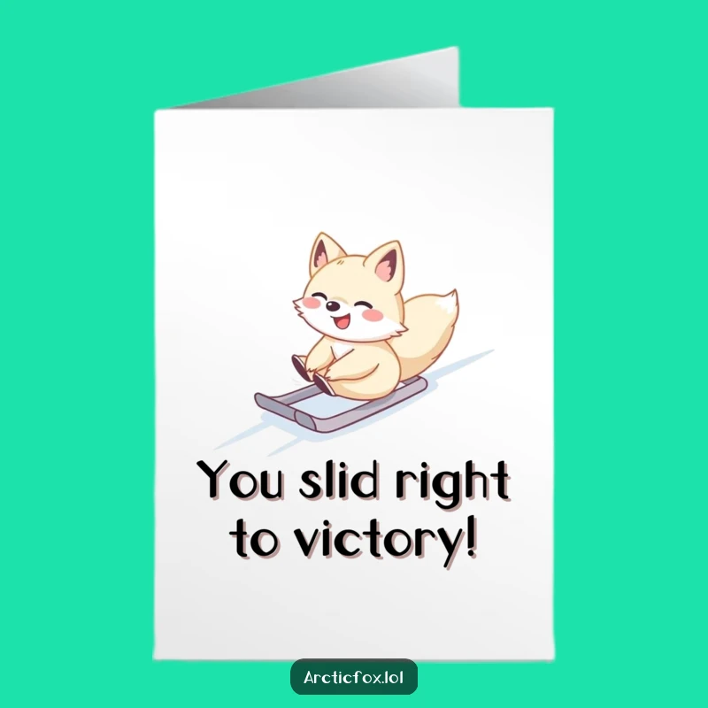 Free Printable Congrats Card: Sliding Fox, Downloadable Joyful Congratulations