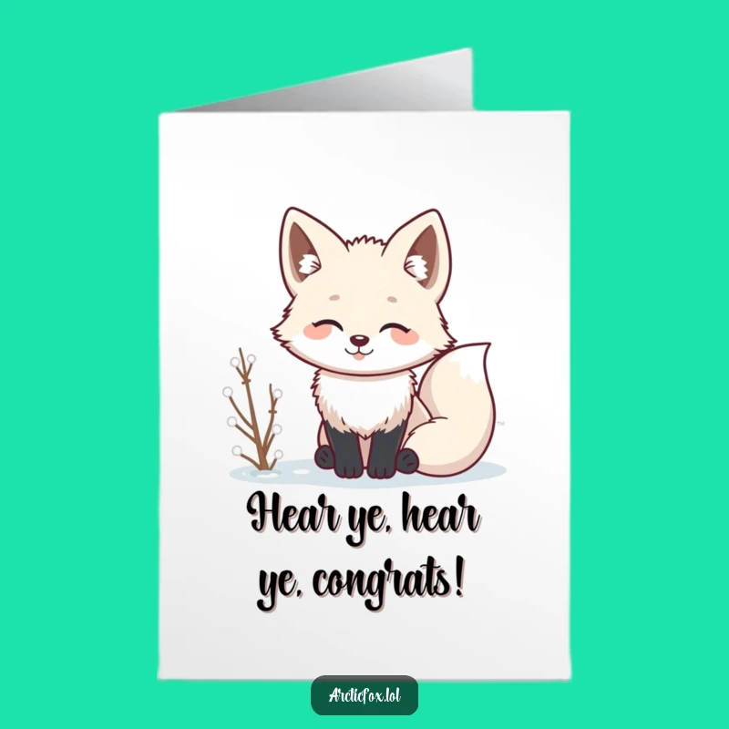 Free Printable Congrats Card: Sweet Kawaii Fox Listening Downloadable Cheer