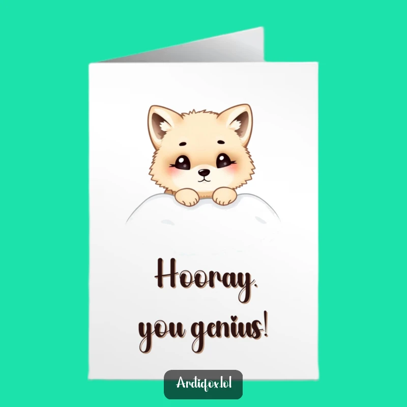 Free Printable Congrats Card: Curious Chubby Fox Snowdrift Pop - Downloadable Funny Gift