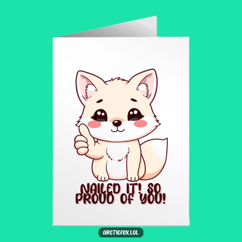 Free Printable Congrats Card: Thumbs Up Kawaii Fox Humorous Downloadable Gift
