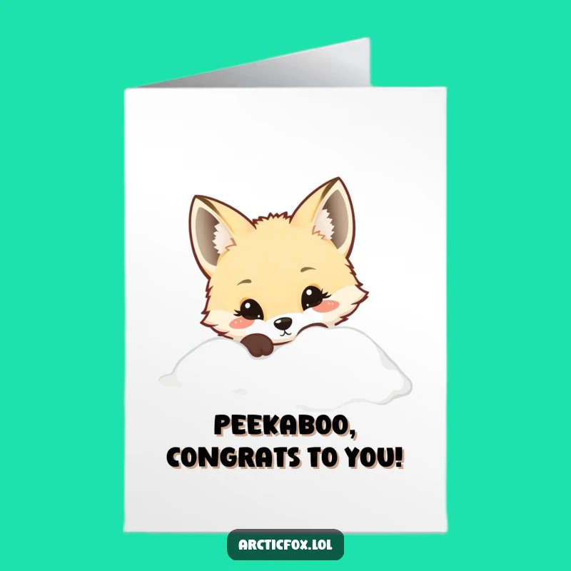 Free Printable Congrats Card: Peeking Fox, Downloadable Whimsical Congratulations