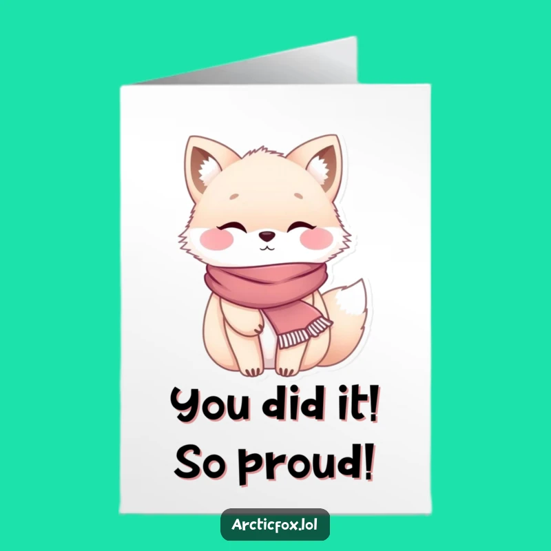 Free Printable Congrats Card: Chubby Arctic Fox, Funny Downloadable Gift