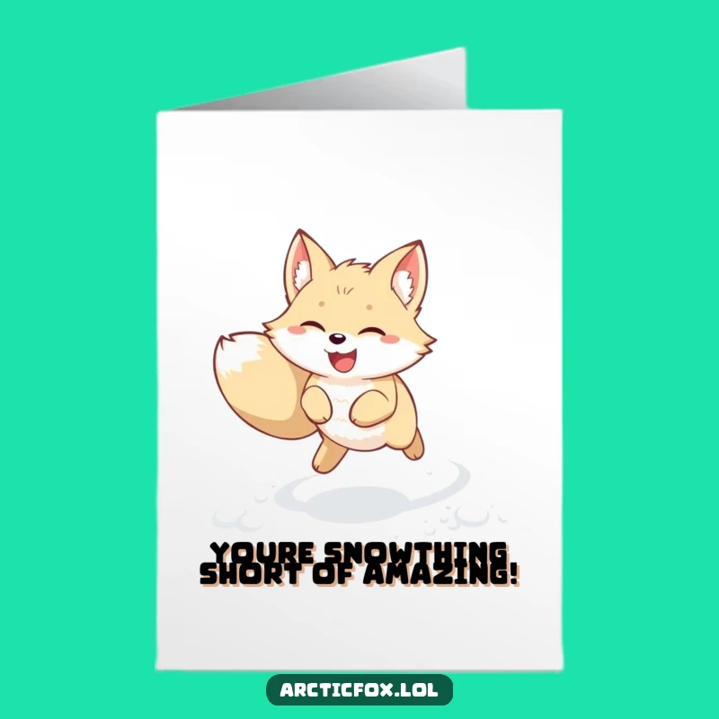 Free Printable Congrats Card: Joyful Fox Leap Funny Downloadable Gift