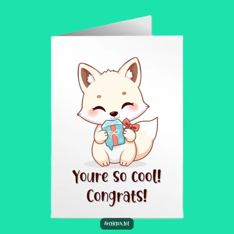 Free Printable Congrats Card: Fox Offers Icicle Gift - Funny Downloadable