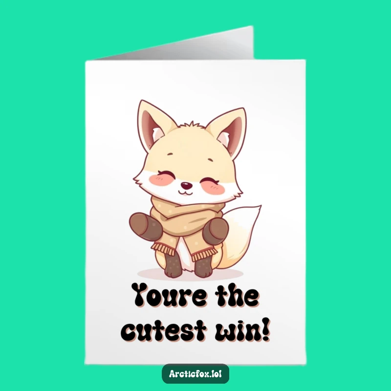 Free Printable Congrats Card: Giggling Fox, Celebrate with Funny Winter Downloadable