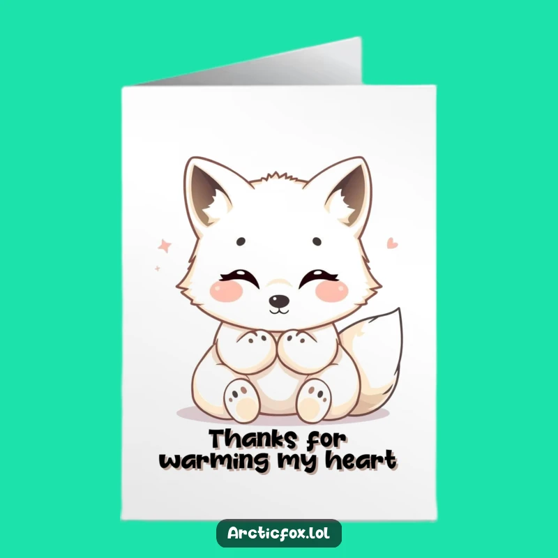 Cozy Arctic Fox Thank You Card Free Printable for a Heartfelt Message