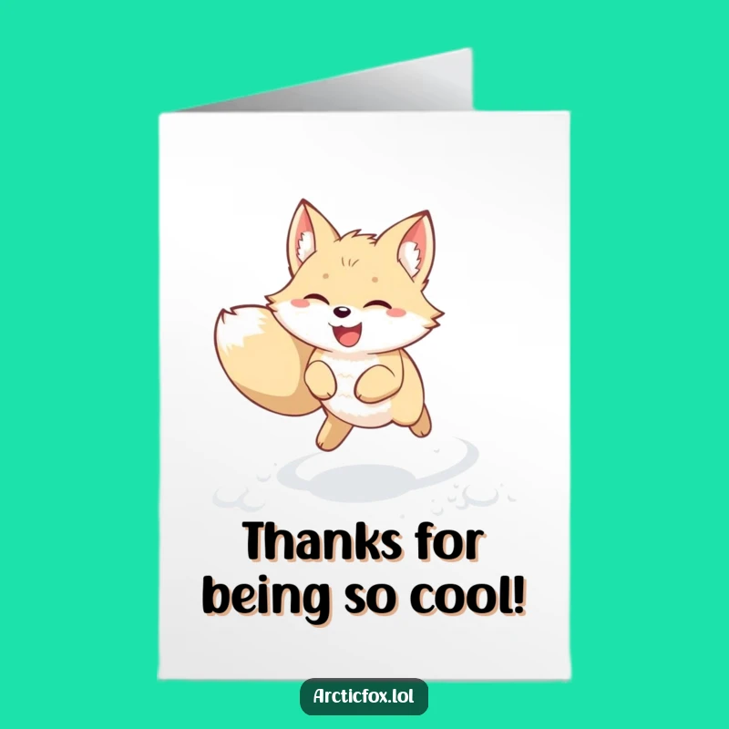 Free Printable Thank You Card: Arctic Fox Leap Funny Downloadable Gift