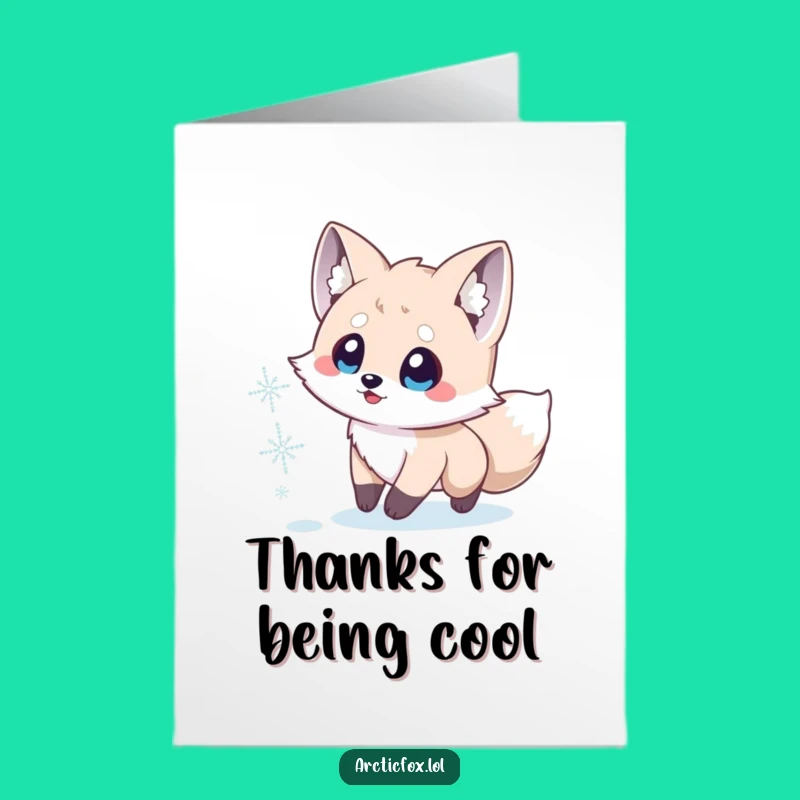 Free Printable Thank You Card: Arctic Fox Snowflake Chase Gratitude Downloadable Gift