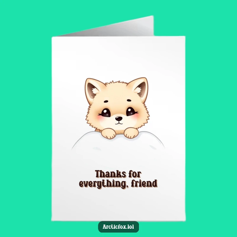 Free Printable Thank You Card: Curious Chubby Fox Snowdrift Pop - Downloadable Funny Gift