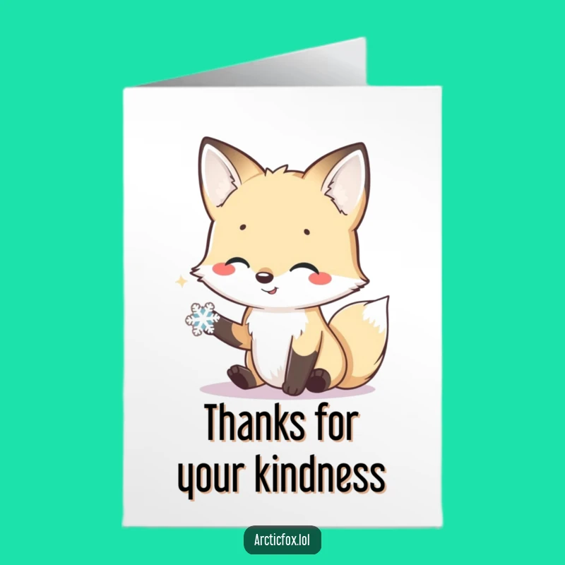 Free Printable Thank You Card: Friendly Arctic Fox Snowflake Greeting Downloadable Gift