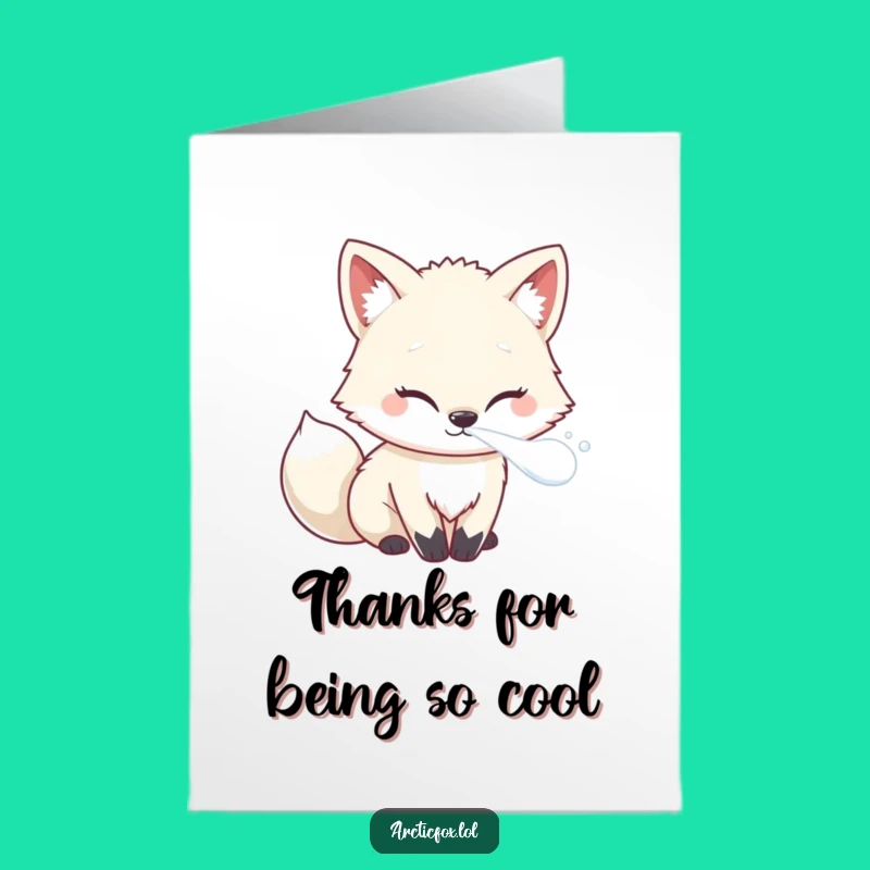 Free Printable Thank You Card: Funny Kawaii Arctic Fox Frosty Breath Gift