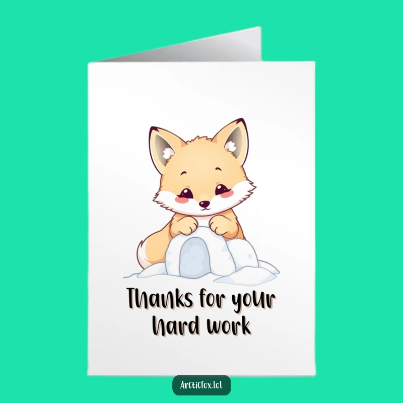 Free Printable Thank You Card: Kawaii Fox Snow Fort, Funny Downloadable Gift