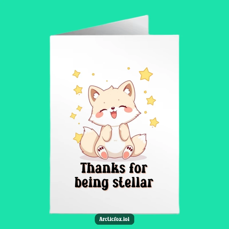 Free Printable Thank You Card: Whimsical Kawaii Fox Stars DIY
