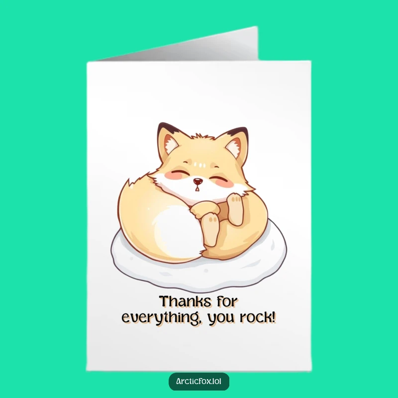 Playful Arctic Fox Thank You Card Free Printable for Expressing Gratitude