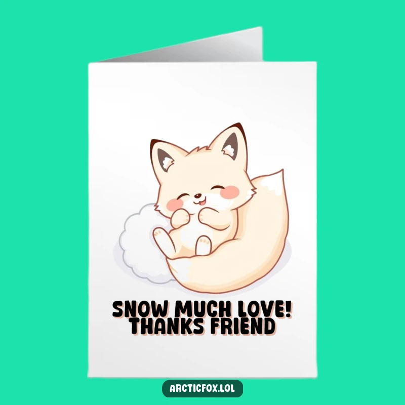 Free Printable Thank You Card: Joyful Fox Snow Roll, Cozy Downloadable Gift