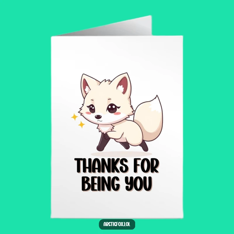 Free Printable Thank You Card: Playful Fox Tail Chase - Downloadable Energetic Funny Gift