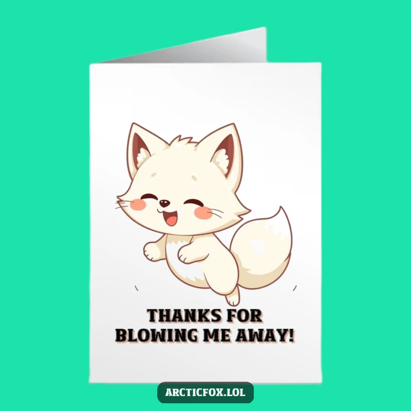 Free Printable Thank You Card: Funny Kawaii Fox Wind Pounce DIY Download
