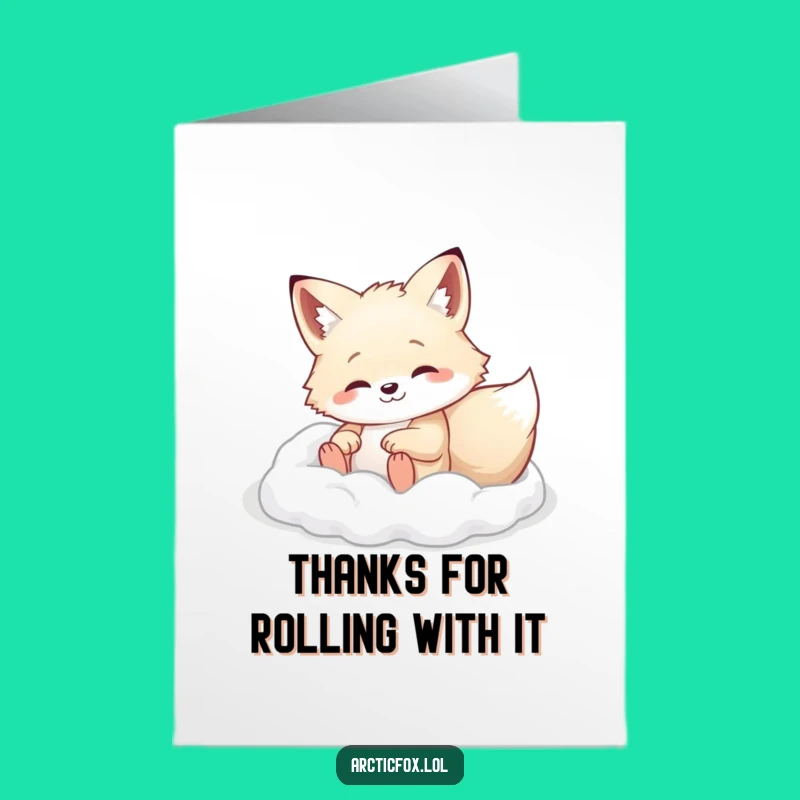 Free Printable Thank You Card: Rolling Fox, Downloadable Playful Gratitude