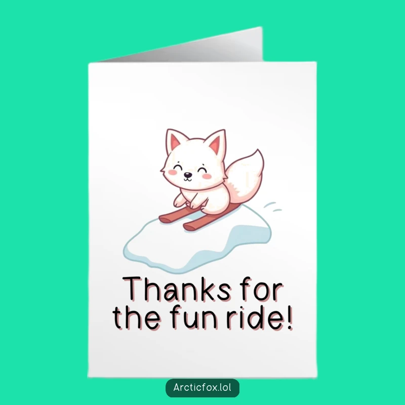 Free Printable Thank You Card: Cute Kawaii Fox Ice Slide Downloadable Gift