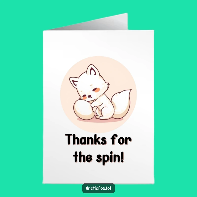 Free Printable Thank You Card: Kawaii Fox Tail Chase - Funny Downloadable