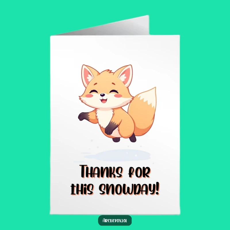 Free Printable Thank You Card: Fox's Happy Jump - Funny Downloadable