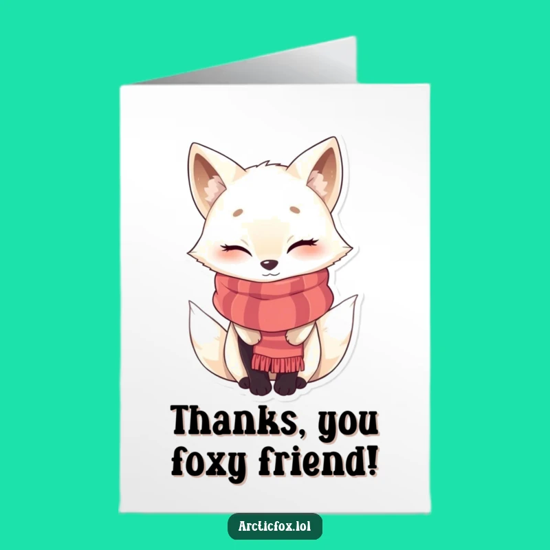 Free Printable Thank You Card: Winking Arctic Fox, Funny Downloadable Gift