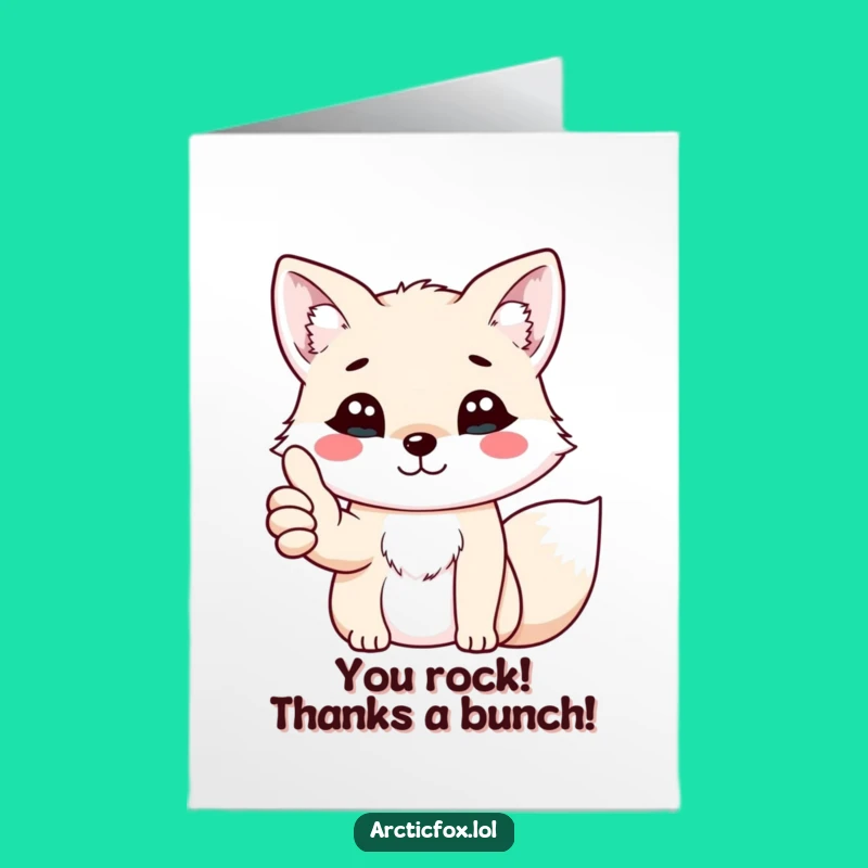 Free Printable Thank You Card: Thumbs Up Kawaii Fox Humorous Downloadable Gift