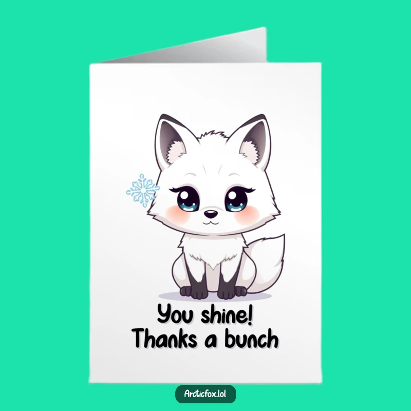 Free Printable Thank You Card: Wow Arctic Fox & Snowflake, Grateful Downloadable Gift