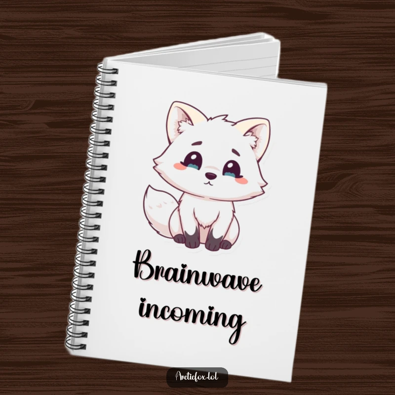 Funny Kawaii Arctic Fox Notebook: Cute white fox hilariously surprised with alert ears, perfect for jotting down funny thoughts and reactions.