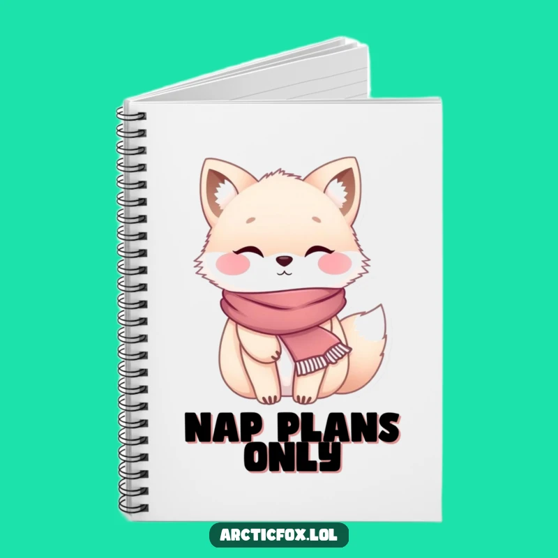 Funny Chubby Arctic Fox Scarf Notebook - Cozy Journaling