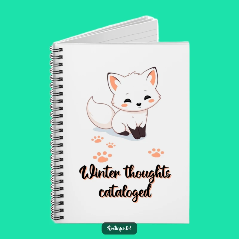Funny Cute Arctic Fox Paw Prints Snow Notebook - Journal Gift
