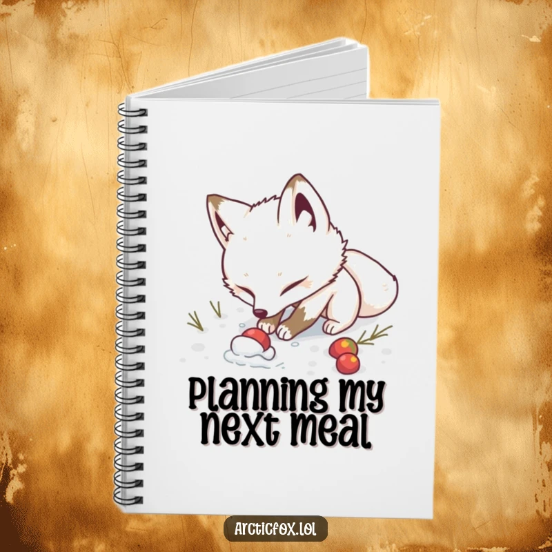 Funny Notebook: A determined arctic fox humorously digs in the snow, ready to unearth brilliant ideas.