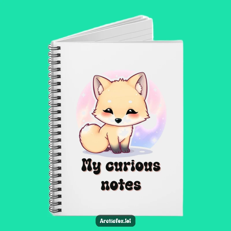 Funny Kawaii Arctic Fox Aurora Notebook, Creative Animal Journal Gift