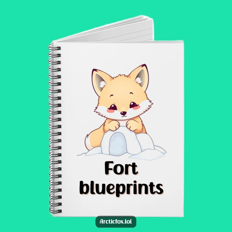 Funny Kawaii Arctic Fox Snow Fort Notebook - Cute Journaling