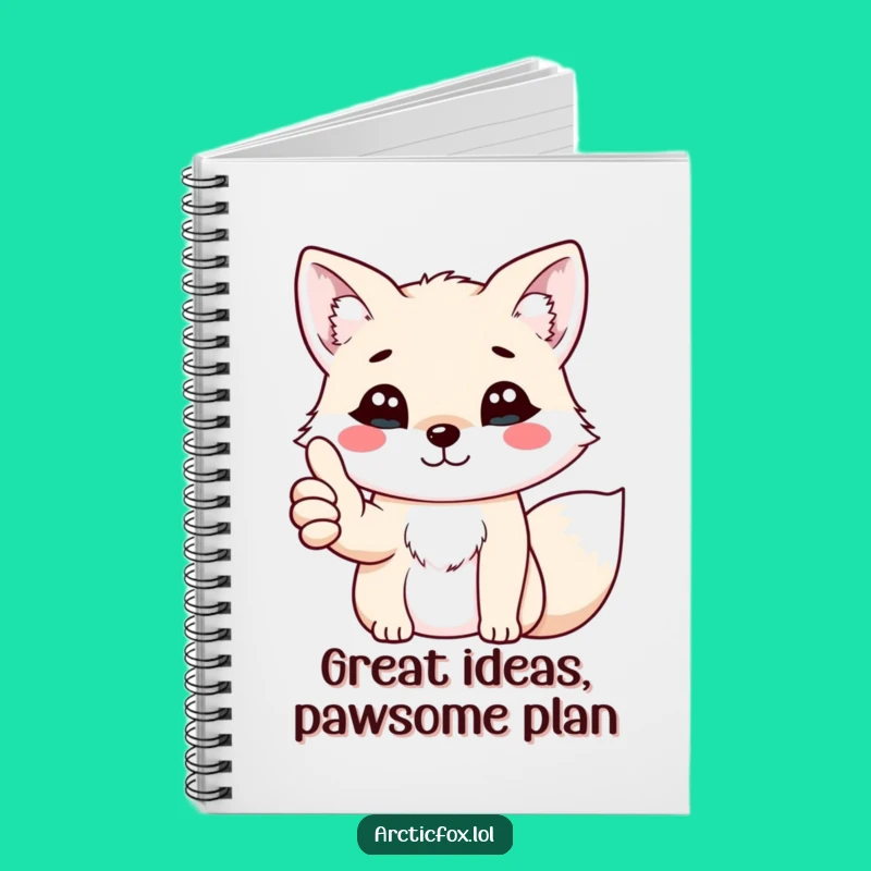 Funny Kawaii Arctic Fox Thumbs Up Notebook - Journal of Approval
