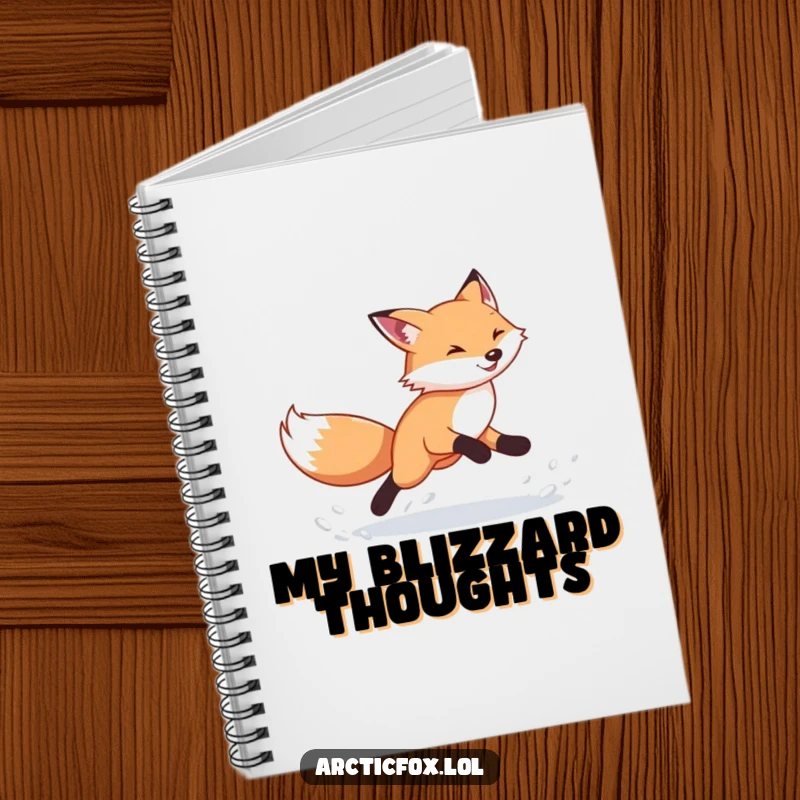 Funny Arctic Fox Notebook: Energetic fox kicking snow on the cover, ideal for notes and creative writing, a funny gift for all.