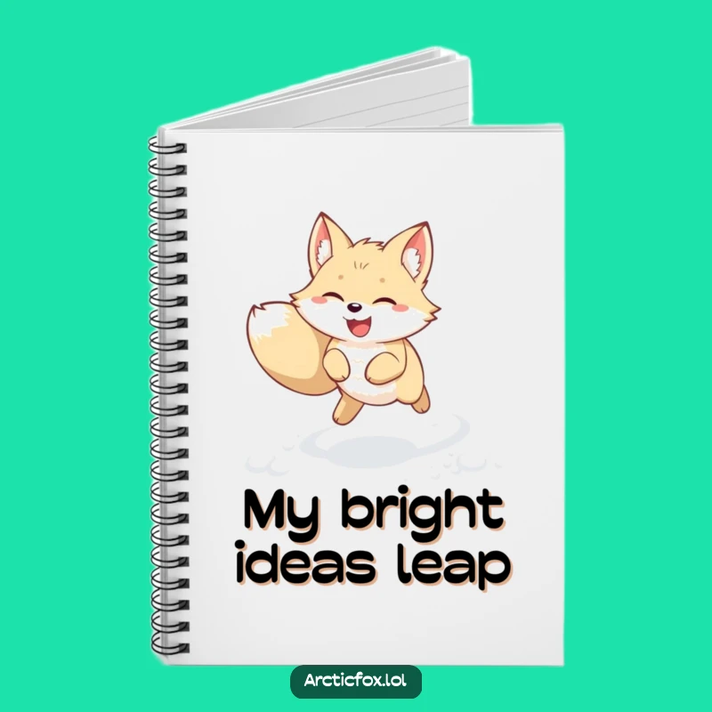 Funny Kawaii Arctic Fox Notebook: Joyful Snow Leap – Cute & Practical Funny Gift
