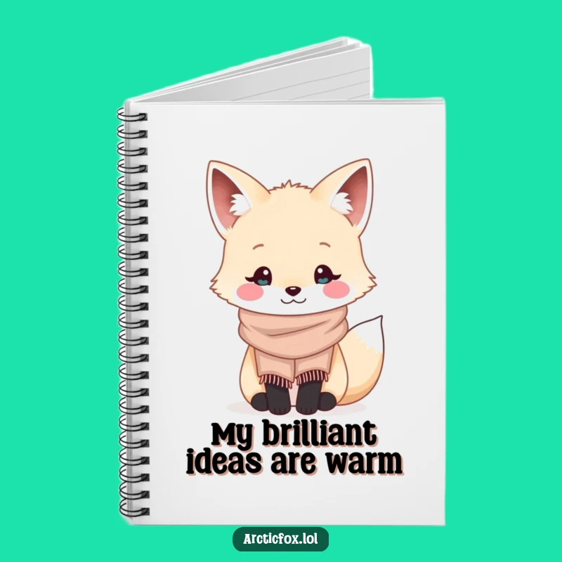Funny Kawaii Arctic Fox Scarf Notebook - Perfect Journal Gift