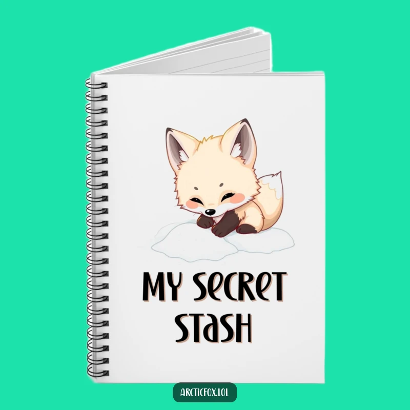 Funny Adorable Arctic Fox Notebook - Playful Digging, Cute Journal Gift